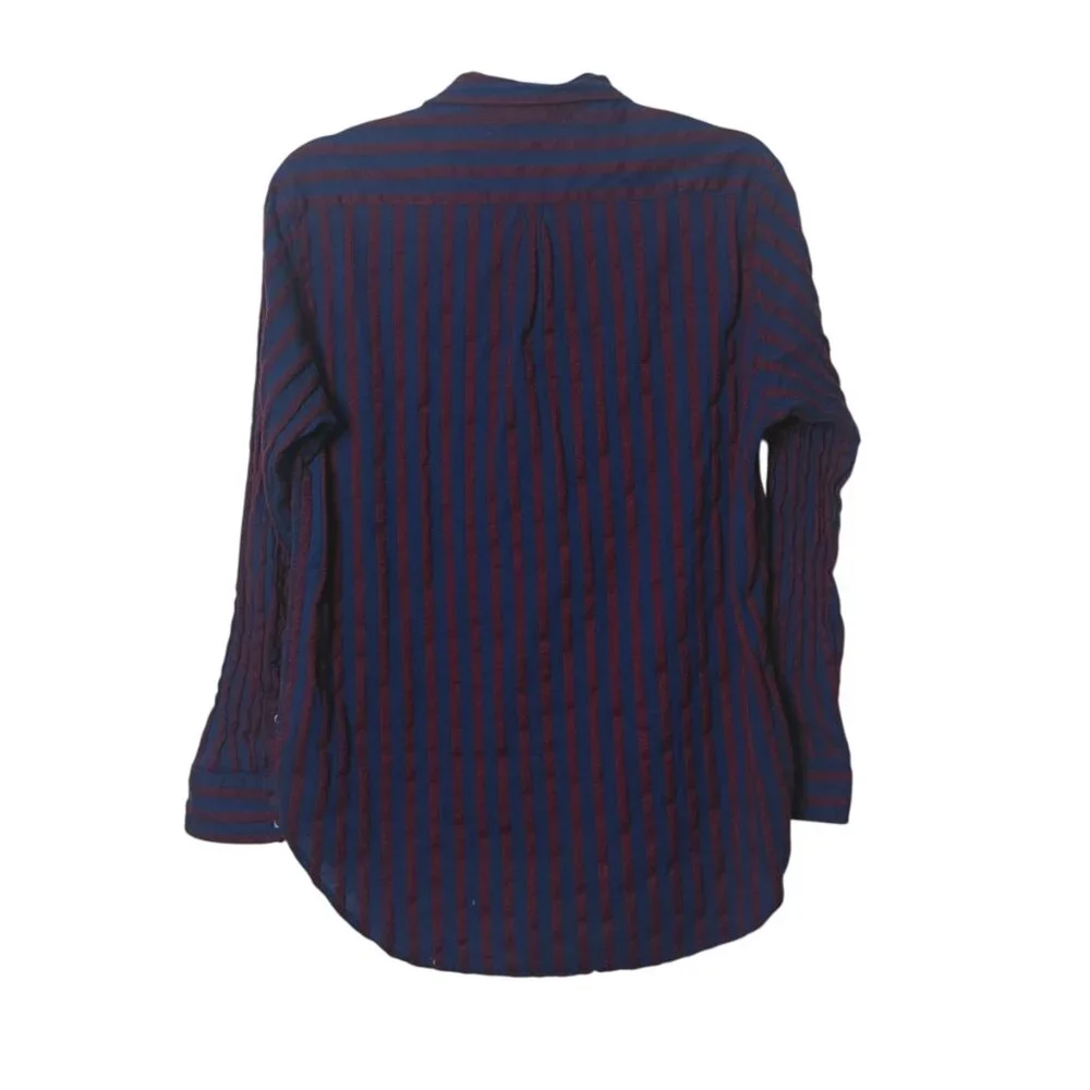 Xirena Beau Button Down Boyfriend Fit Shirt Women‎ S Blue Red Metallic Stripe